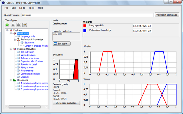 The main window of the software