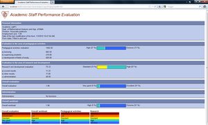 Evaluation of a particular staff member.